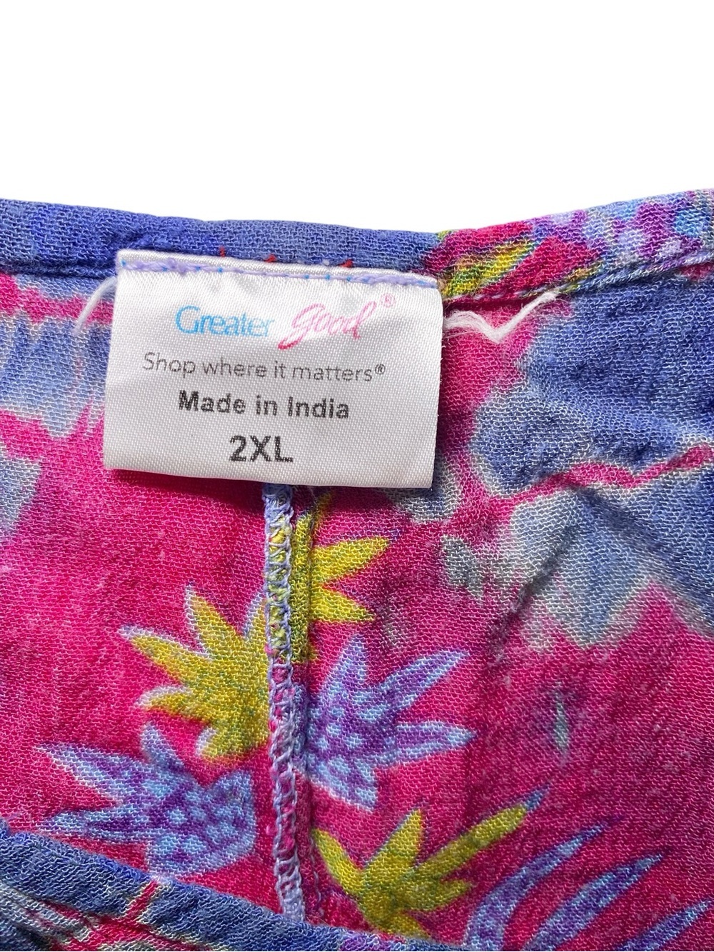 Greater Good | Pink & Purple Boho Print Crinkle Tunic Top - Picture 8 of 14